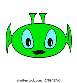 cute alien's head logo character vector