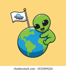 cute aliens are hugging the earth
