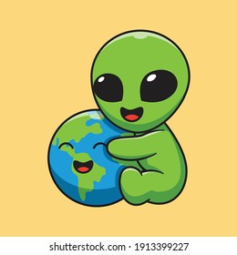 cute aliens are hugging the earth