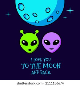 Cute aliens in love .Valentine's day card