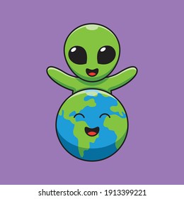 cute aliens are playing with the earth