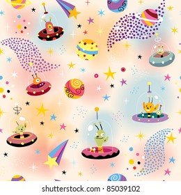 cute aliens in space pattern