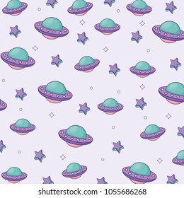 cute aliens spaceships background