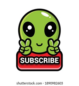 cute aliens with a subscribe button