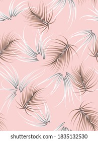 adorable por todo el patrón de hoja vectorial marrón en fondo rosa