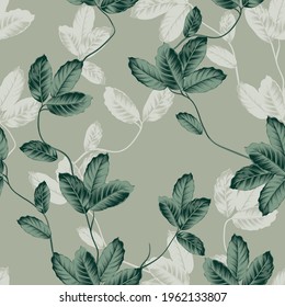 cute all over green vector leaf pattern on background