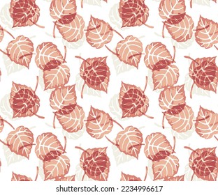 cute all over vector leaf pattern of white Seamless pattern texture with fallen red colour leaves on white background Seamless pattern with leaves.