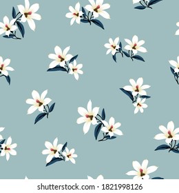 cute all over yellow vector flowers bunches pattern on green background