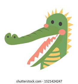 Cute alligator. Cartoon creative crocodile illustration in scandinavian style. print for t-shirts, home decor, posters, cards.