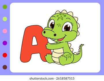 Desenho animado bonito de jacaré. Ilustração desenhada à mão jacaré desenho animado