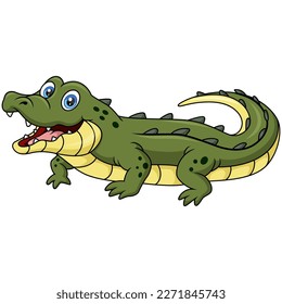 Cute alligator cartoon on white background