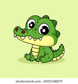 Cute alligator Cartoon Vector Icon Illustration. Animal Nature Icon Concept Isolated