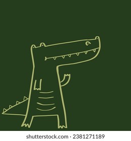 cute alligator or crocodile outline vector as coloring page