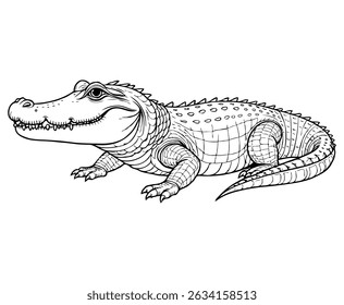 Cute alligator Illustration Coloring Book