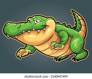 cute alligator mascot cartoon illustration