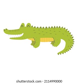 Cute alligator on a white background. Vector childish illustration
