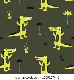 cute alligator pattern design as vector