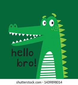 cute alligator vector drawing for kids fashion