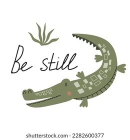 cute alligator vector drawing for kids fashion