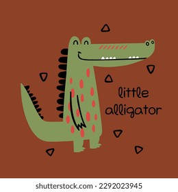 cute alligator vector drawing for kids fashion