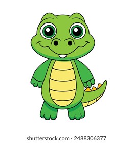 Cute Alligator Vector Illustration: Cartoon Line Art Clipart Design