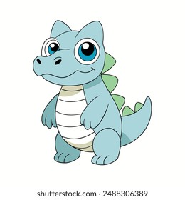 Cute Alligator Vector Illustration: Cartoon Line Art Clipart Design