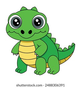 Cute Alligator Vector Illustration: Cartoon Line Art Clipart Design
