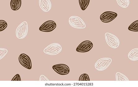 Cute almond seamless pattern background