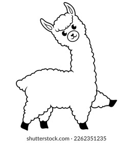 Cute alpaca cartoon on white background