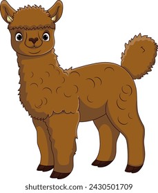 Cute alpaca cartoon on white background