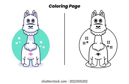 cute alpaca with coloring pages