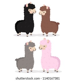 Cute alpaca couple vector