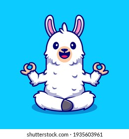 Cute Alpaca Doing Yoga Cartoon Vector Icon Illustration. Animal Sport Icon Concept Isolated Premium Vector. Flat Cartoon Style