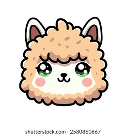 Cute Alpaca Face Design Clip Art Illustration