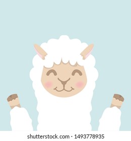 Cute alpaca  fluffy head face vector