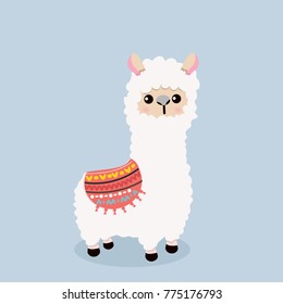 Cute alpaca  fluffy vector