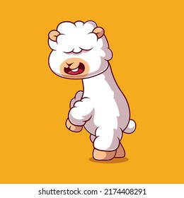 cute alpaca illustration suitable for mascot sticker and t-shirt design