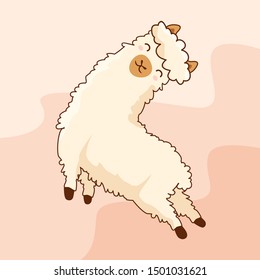 Cute Alpaca Jump Cartoon - Funny Llama Fly Doodle Vector