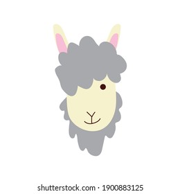 cute alpaca little animal head character vector illustration design