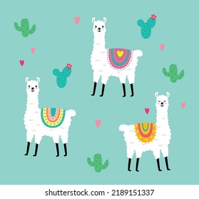 Cute Alpaca Llama Cartoon Vector