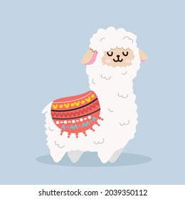 Cute alpaca (llama) fluffy vector