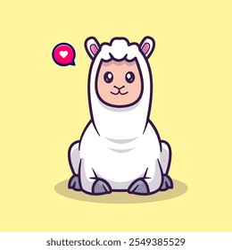 Cute Alpaca Llama Sitting Cartoon Vector Icon Illustration. 
Animal Nature Icon Concept Isolated Premium Vector. Flat 
Cartoon Style