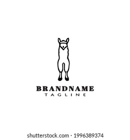 cute alpaca logo template icon modern flat illustration