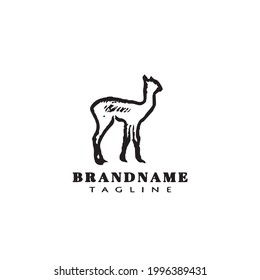 cute alpaca logo template icon modern illustration