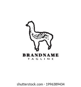 cute alpaca logo template icon modern vector illustration