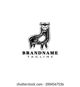 cute alpaca logo template icon modern vector illustration