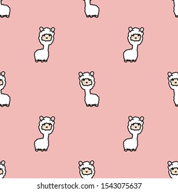 Cute alpaca seamless pattern, vector illustration