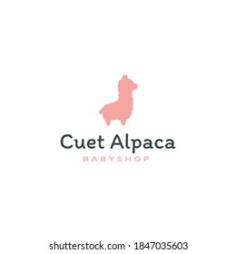 Cute Alpaca Silhouette Logo Design Vector