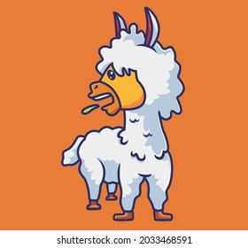 cute alpaca spit. cartoon animal nature concept Isolated illustration. Flat Style suitable for Sticker Icon Design Premium Logo vector. Mascot Character