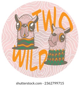 cute alpaca two wild illustration logo 